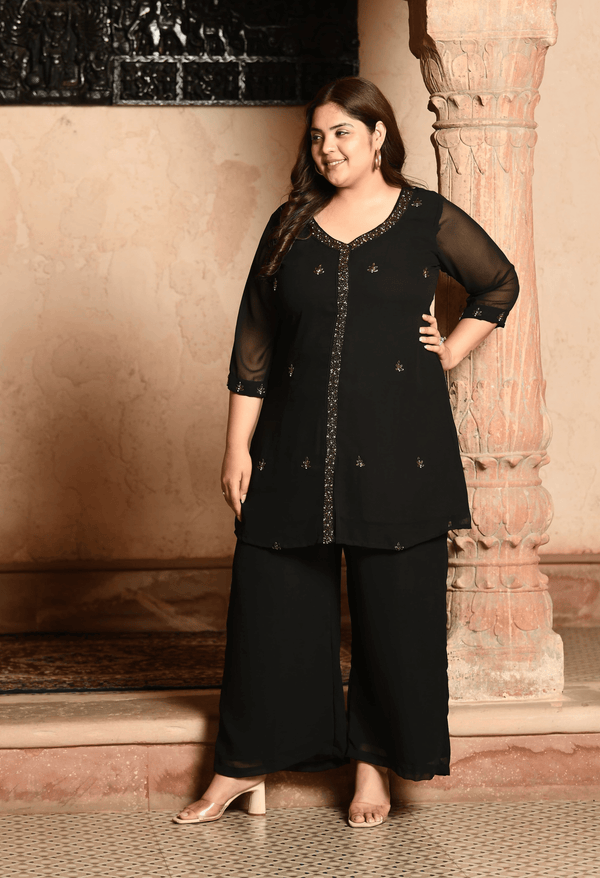 Plus Size Graceful Black Cut Dana Co-ord Set