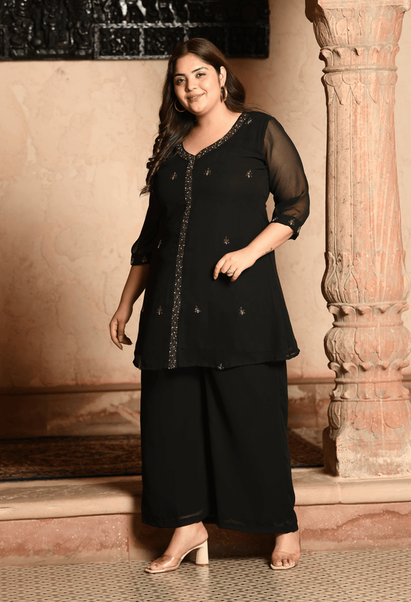 Plus Size Graceful Black Cut Dana Co-ord Set