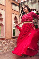 Plus Size Rubious Rani Embroidered Lehenga Choli with Dupatta