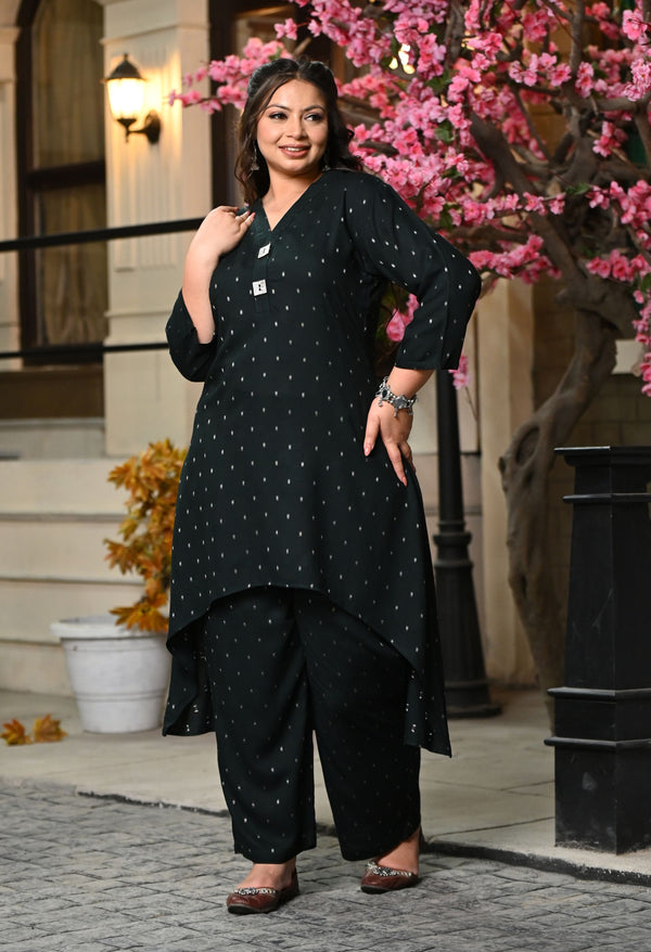 Plus Size Dark Green Kavya Rayon Co-ord Set