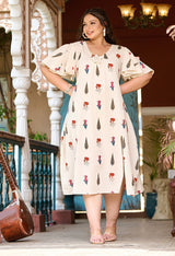 Plus Size Chic Off White Flex Cotton Dress