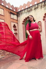 Plus Size Rubious Rani Embroidered Lehenga Choli with Dupatta