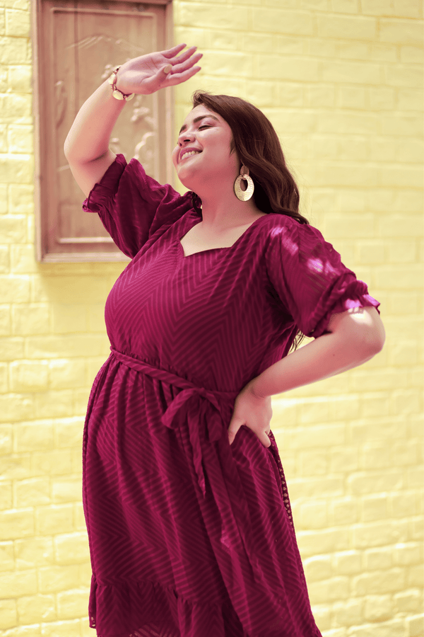 Plus Size Plus Size Glowing Wine Georgette Dress