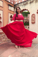 Plus Size Rubious Rani Embroidered Lehenga Choli with Dupatta