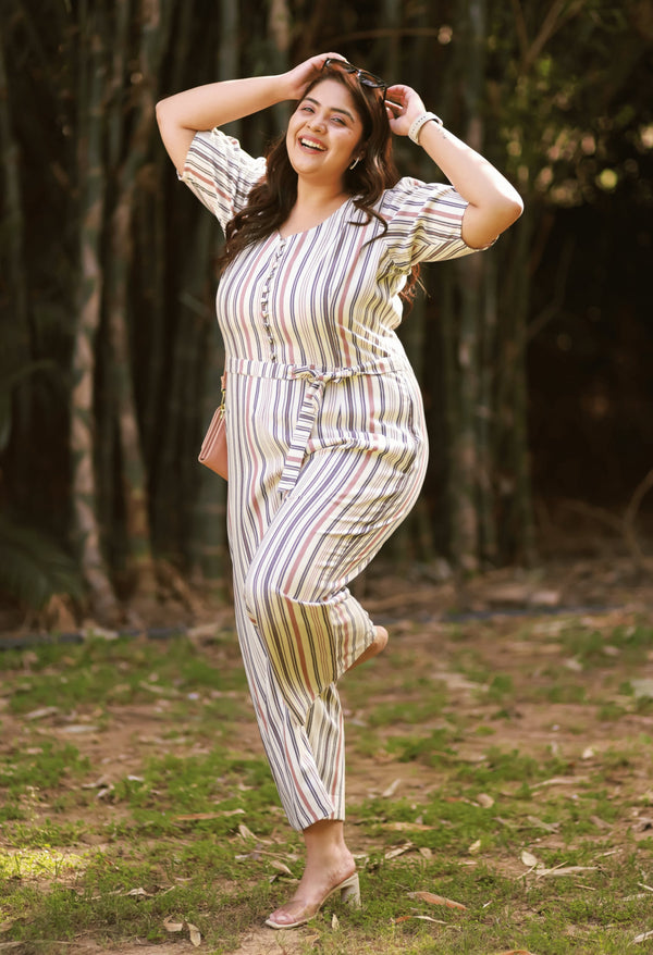 Plus Size Effortless Breezy Stripes Jumpsuit