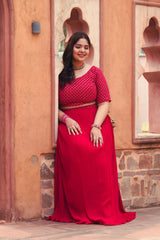 Plus Size Rubious Rani Embroidered Lehenga Choli with Dupatta