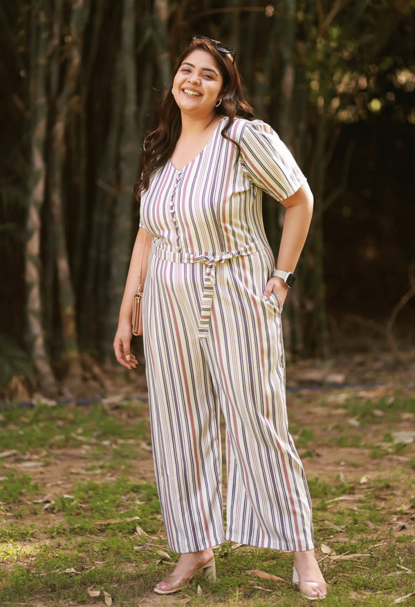 Plus Size Effortless Breezy Stripes Jumpsuit