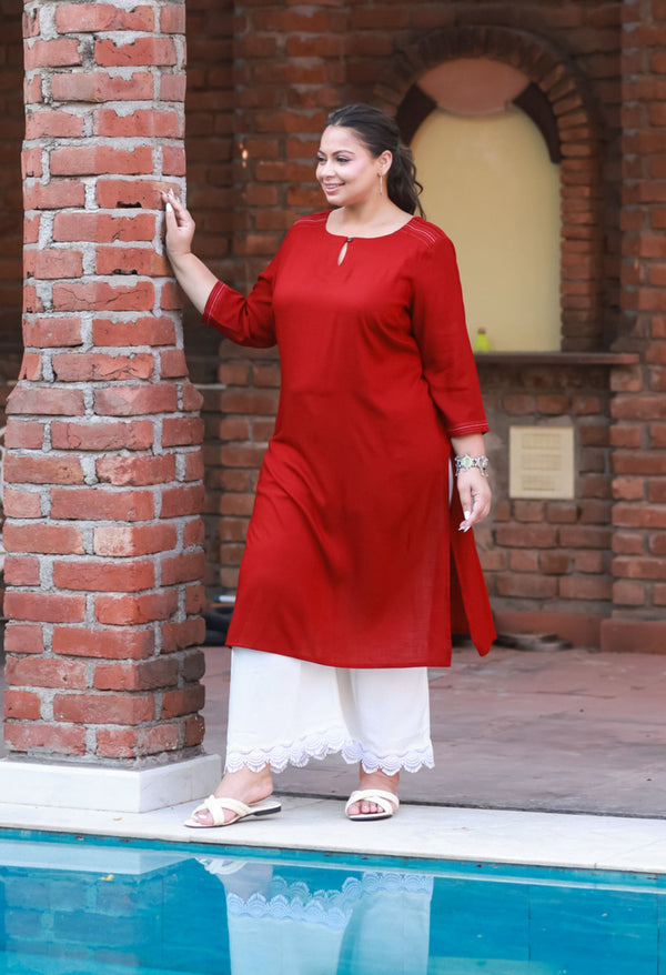 Plus Size Royal Maroon Anchor Kurta