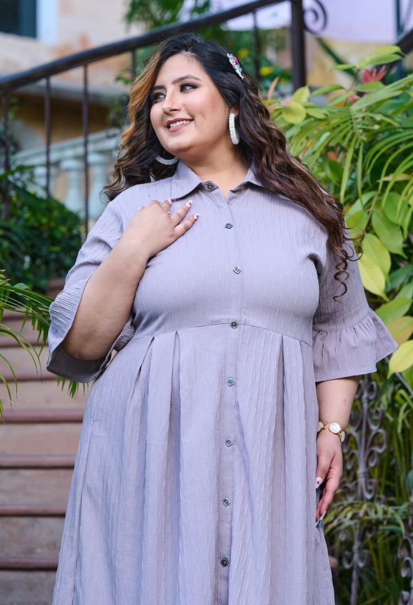 Plus Size Captivating Lilac Self Maxi Dress