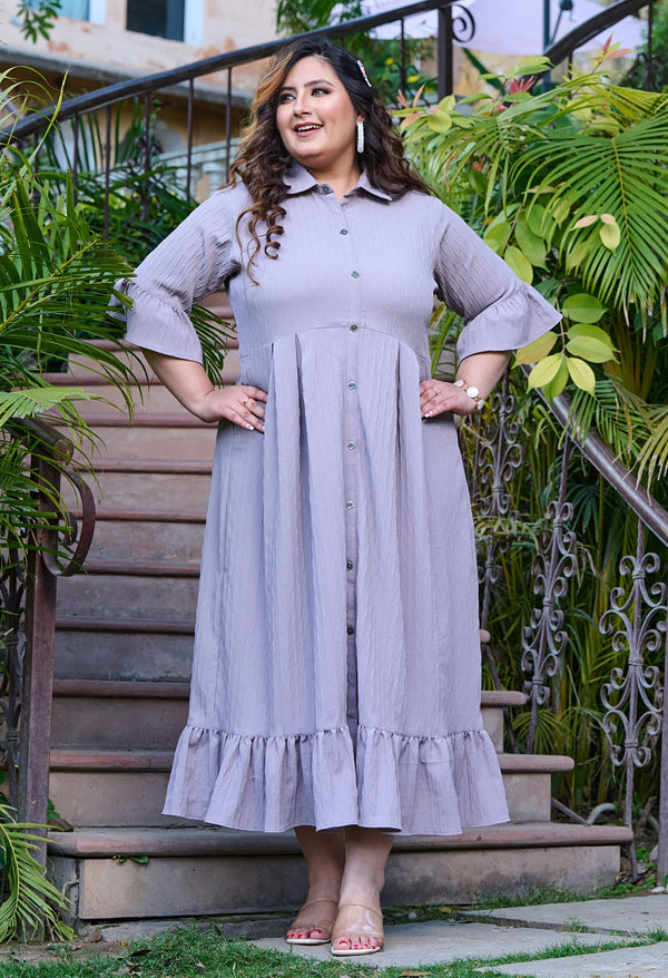 Plus Size Captivating Lilac Self Maxi Dress