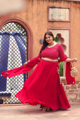 Plus Size Rubious Rani Embroidered Lehenga Choli with Dupatta