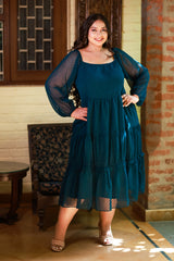 Plus Size Teal Treasure Georgette Midi Dress