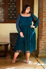 Plus Size Teal Treasure Georgette Midi Dress