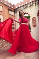 Plus Size Rubious Rani Embroidered Lehenga Choli with Dupatta