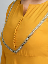 Plus Size Mustard Mirror Anarkali Kurta with Sequin Dupatta