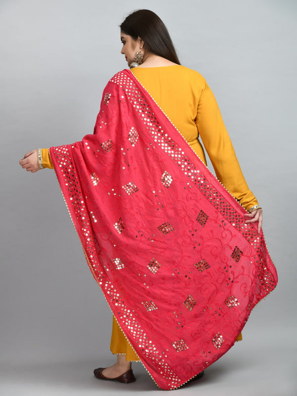 Plus Size Women Magenta Sequin Dupatta