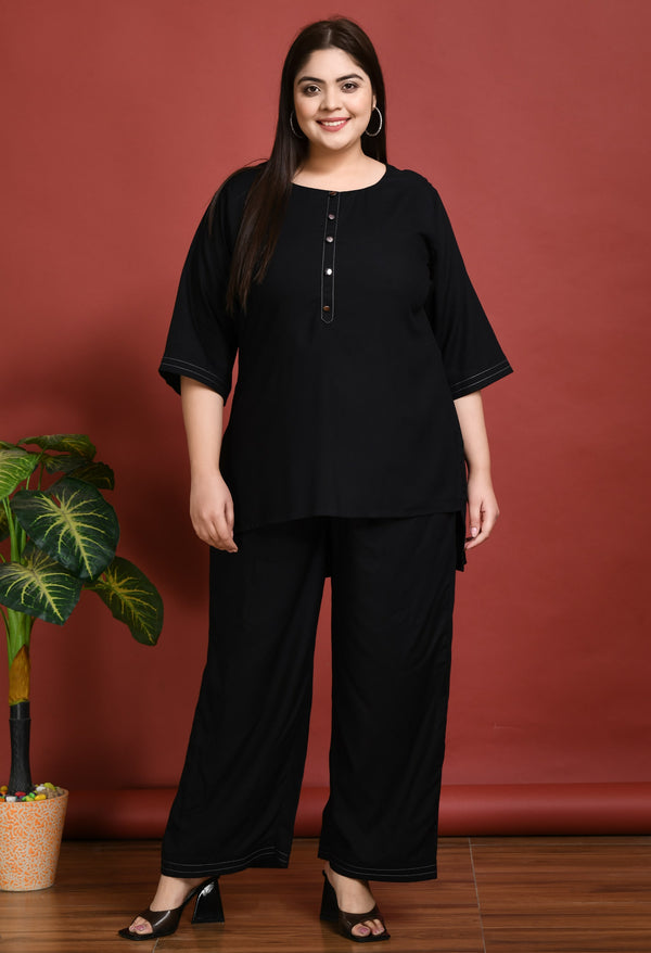 Plus Size Anchor Black Co-ord Set