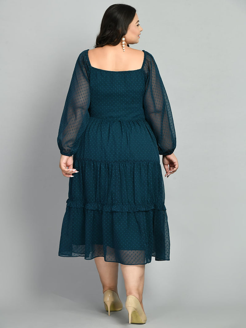 Plus Size Teal Treasure Georgette Midi Dress