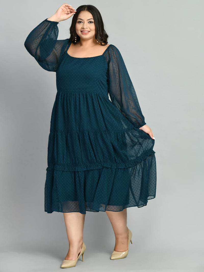 Plus Size Teal Treasure Georgette Midi Dress