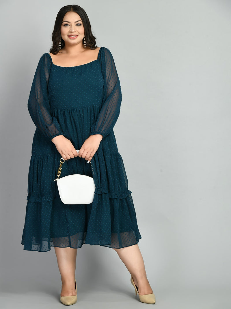 Plus Size Teal Treasure Georgette Midi Dress