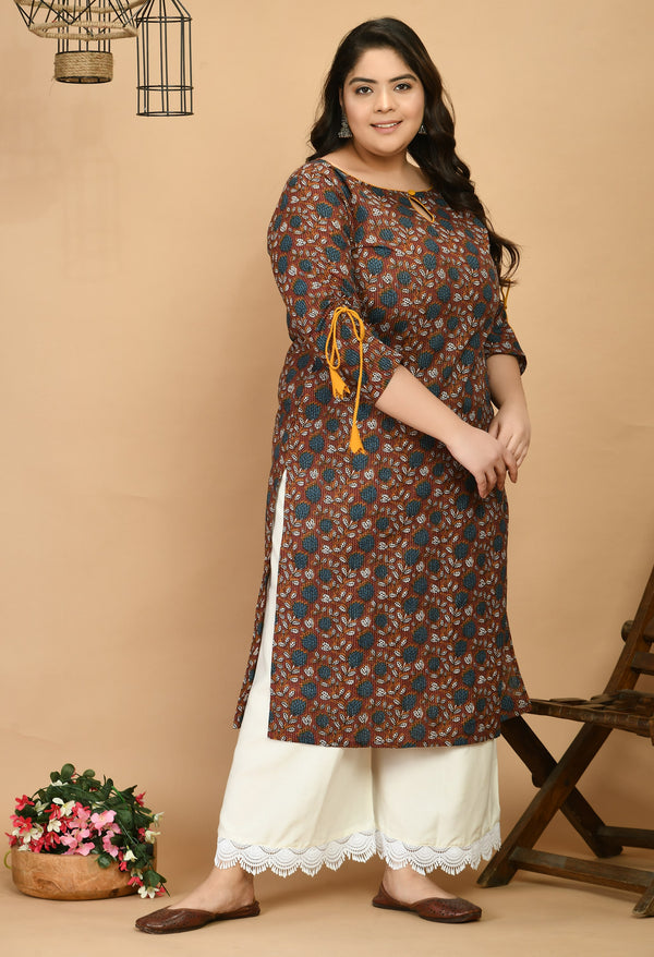 Plus Size Plus Size Maroon Tagai Cotton Kurta