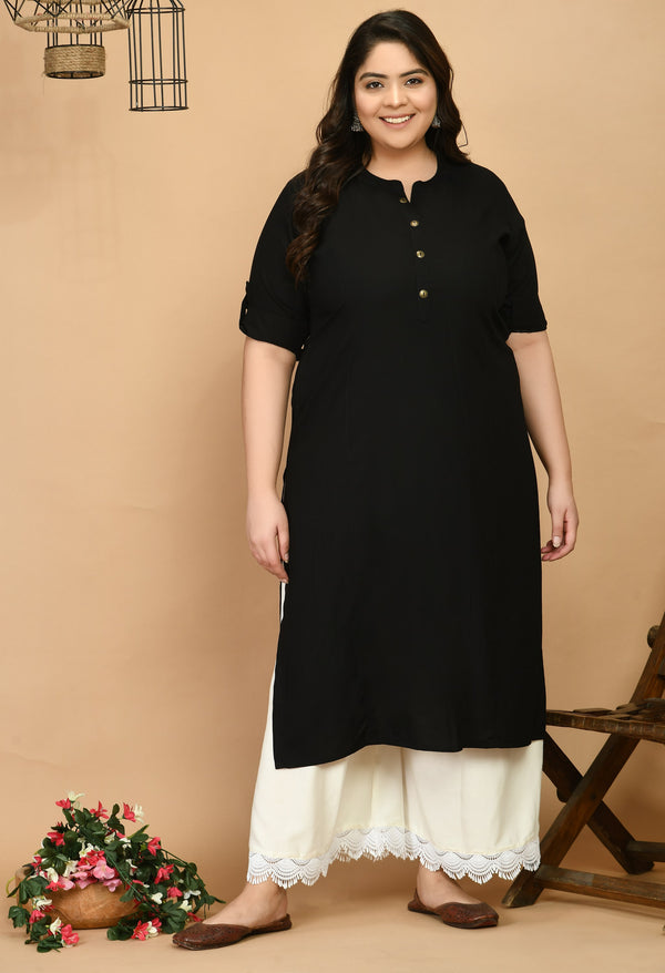 Plus Size Plus Size Solid Black Kurta