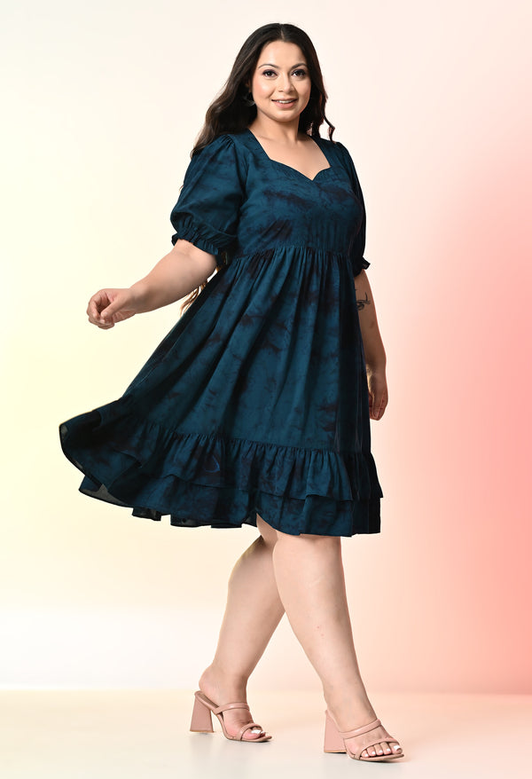 Plus Size Teal Blue Prism Tye Dye Dress