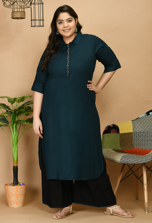 Plus Size Persuasive Pathani Kurta Palazzo Set