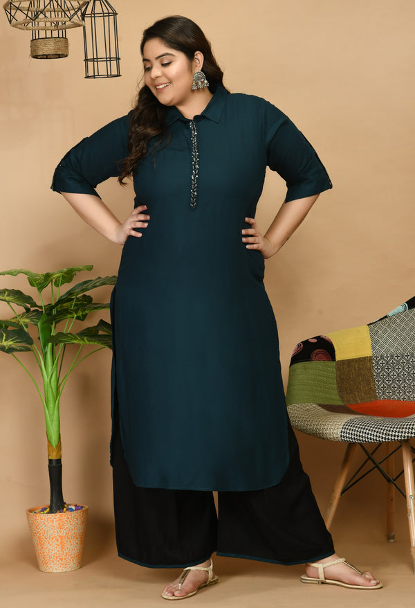 Plus Size Persuasive Pathani Kurta Palazzo Set