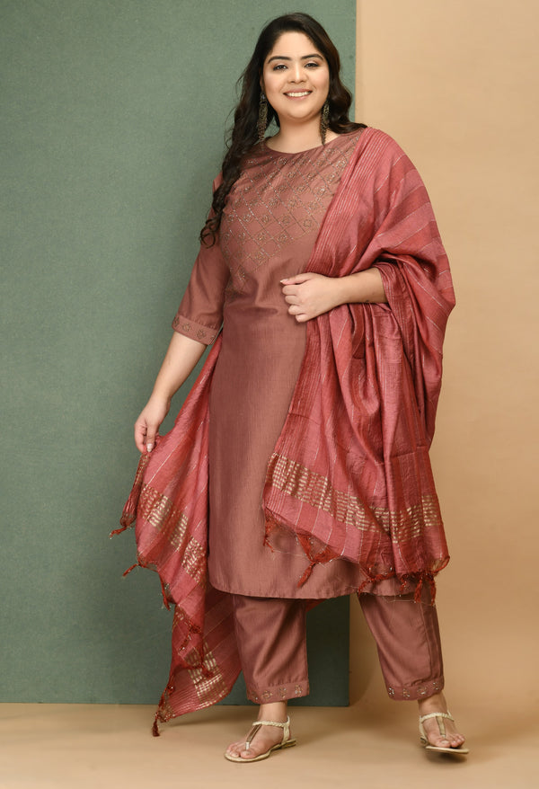 Plus Size Blushy Pink Kurta Set