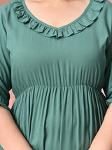 Plus Size Sea Green Ruffle Rayon Dress