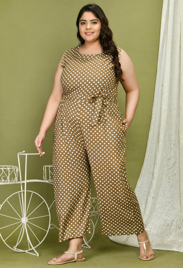 Plus Size Plus Size Polka Dots Jumpsuit