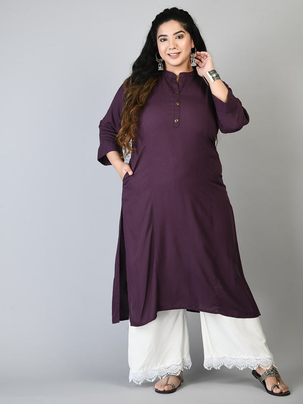 Plus Size Plus Size Solid Purple Kurta