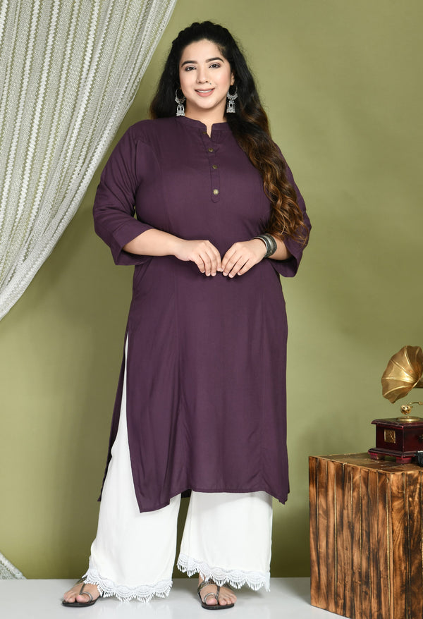 Plus Size Plus Size Solid Purple Kurta