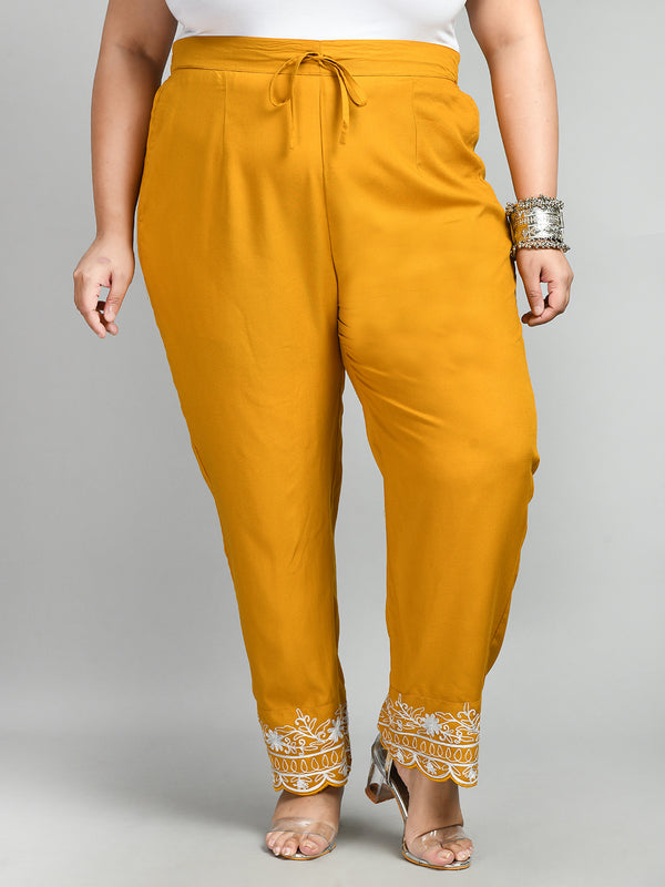 Plus Size Plus Size White Scalping Mustard Pants