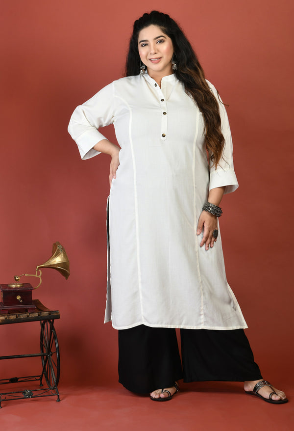 Plus Size Plus Size Solid Off White Kurta