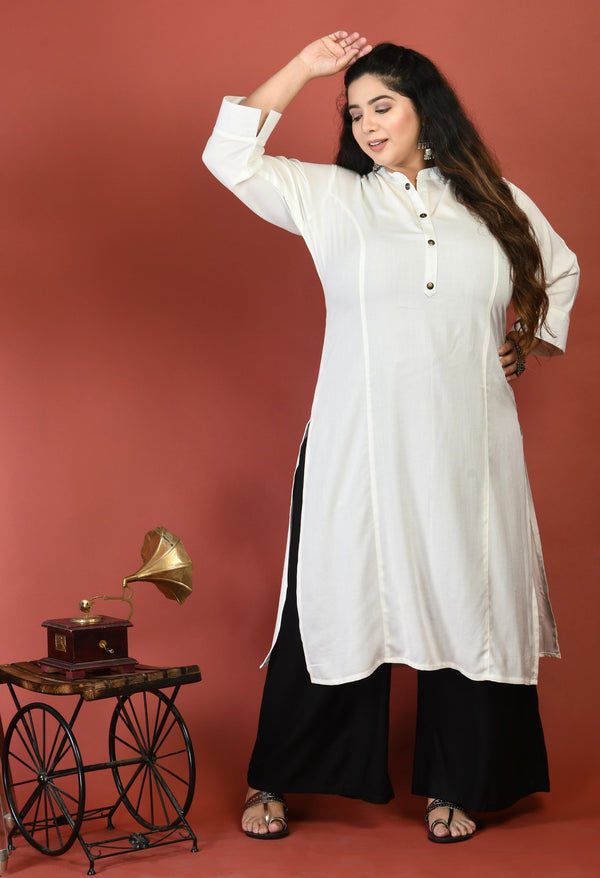 Plus Size Plus Size Solid Off White Kurta