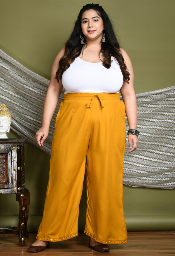 Plus Size Plus Size Mustard Mirror Palazzo