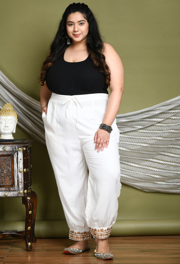 Plus Size Plus Size Aari White Trousers