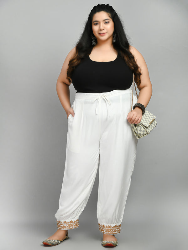 Plus Size Plus Size Aari White Trousers