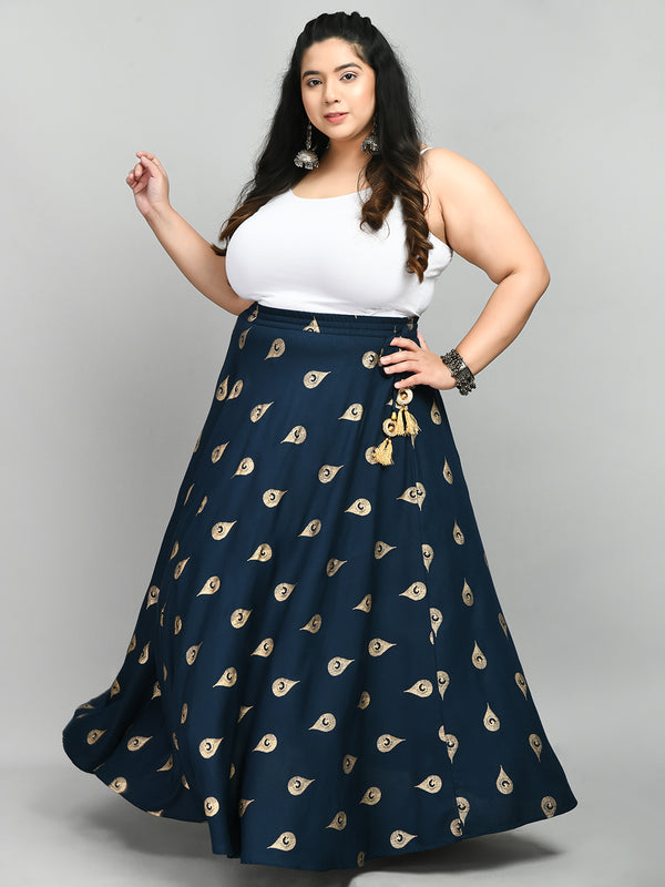 Plus Size Teal Treasure Plus Size Gold Skirt