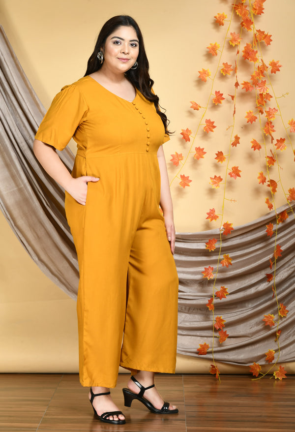 Plus Size Plus Size Solid Mustard Jumpsuit