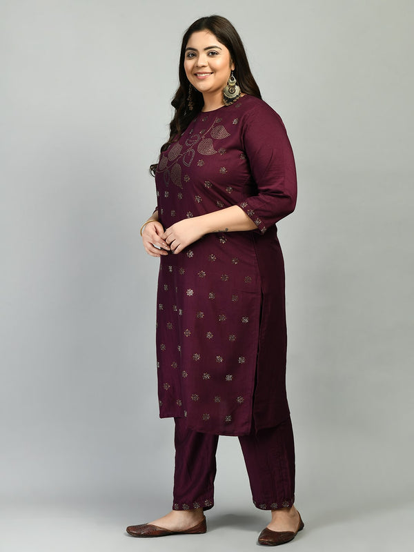 Plus Size Sparkling Wine Kurta Set