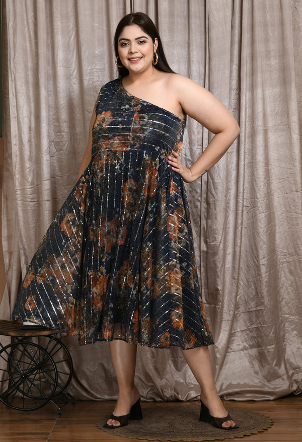 Plus Size Plus Size One Shoulder Sequin Party Dress