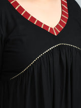 Plus Size Pitch Black Anarkali Kurta with Dupatta