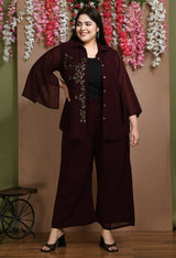 Plus Size Dusky Coffee Sequin Co-ord Set