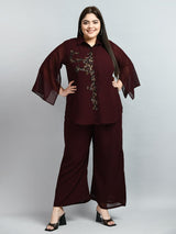 Plus Size Dusky Coffee Sequin Co-ord Set