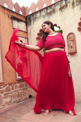 Plus Size Rubious Rani Embroidered Lehenga Choli with Dupatta